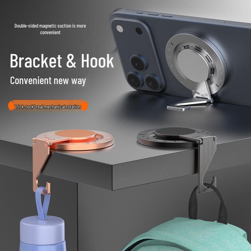 Support de téléphone universel à anneau magnétique en alliage de zinc, rotatif à 360°, avec crochet magnétique double face MagSafe