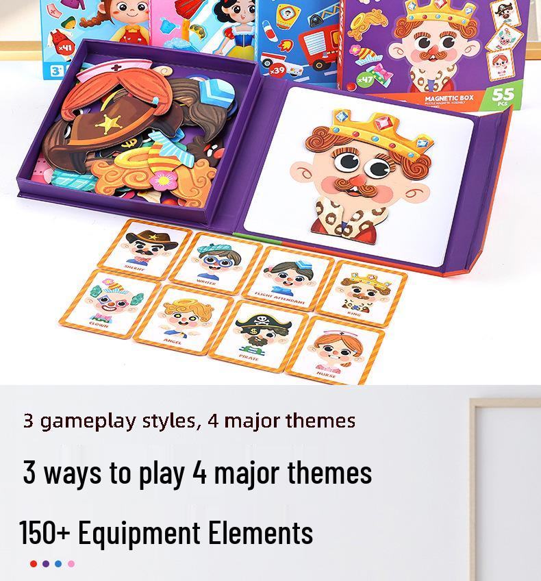 DIY Magnetic Dress-Up Toy: Character Face and Outfit Puzzle for Kids Ages 3-6