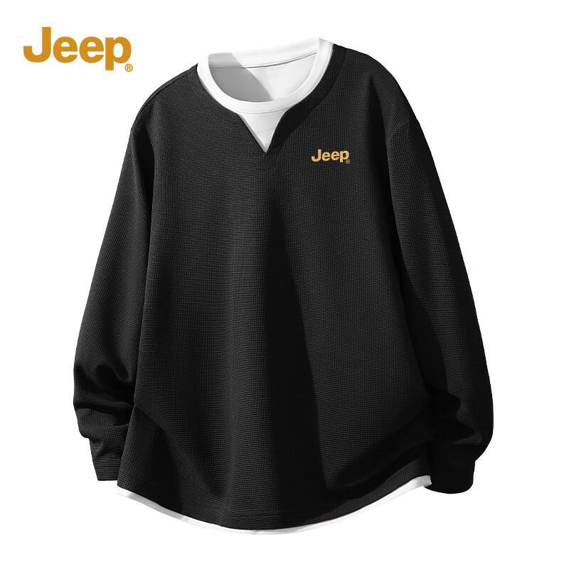 Jeep Men s Waffle Faux Two-Piece Long Sleeve T-Shirt 3XL