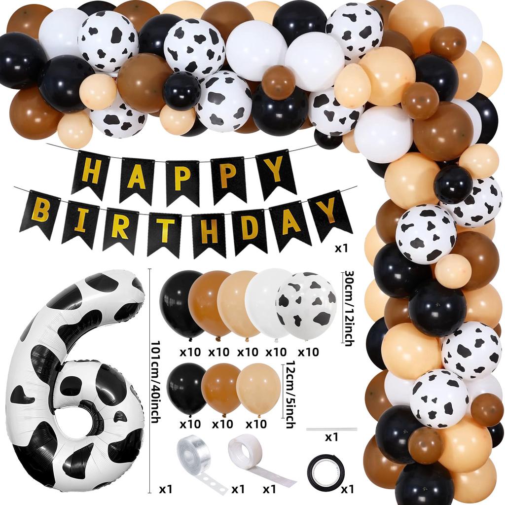 Farm Theme Balloon Wreath Set Birthday Party Flag Cow Digital Balloon Chain Set Arrangement