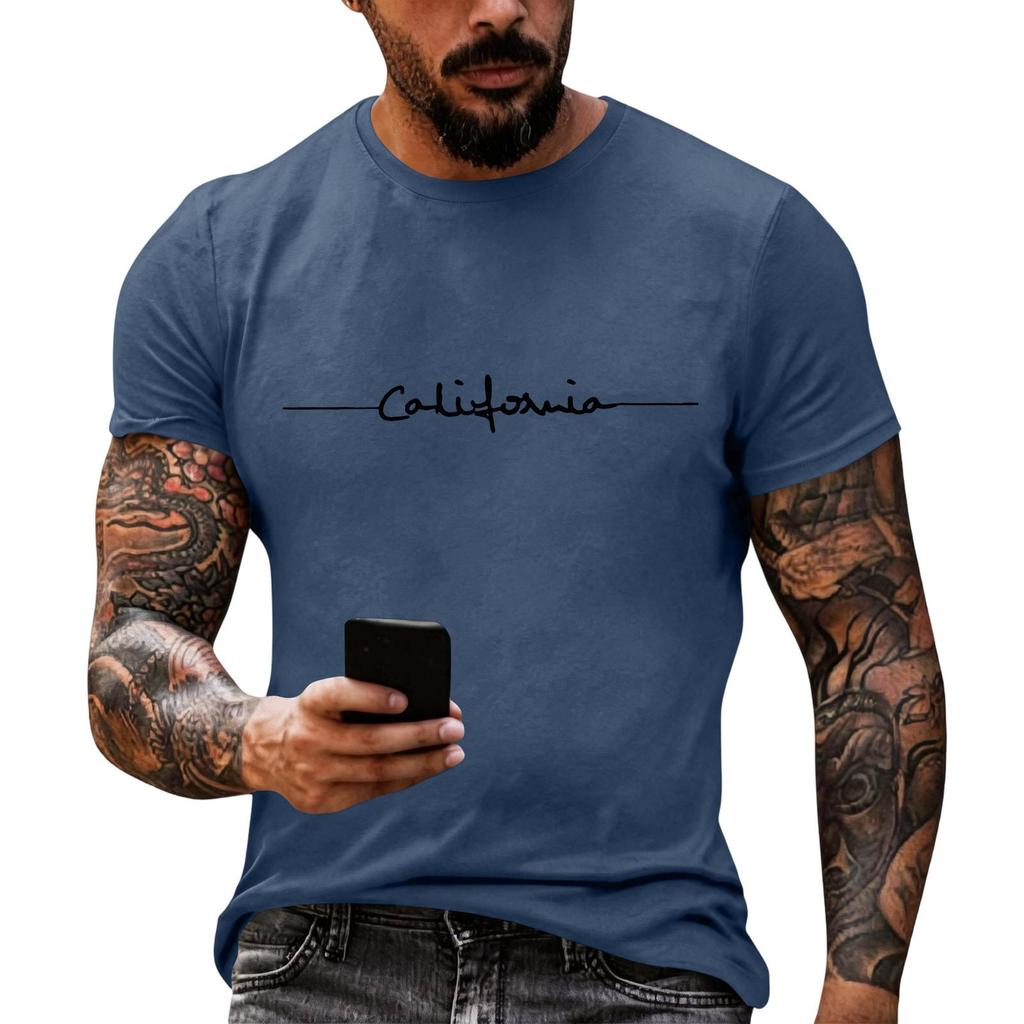 Men's Printed Graphic T-Shirt, Casual Loose Fit Short Sleeve Tee Top