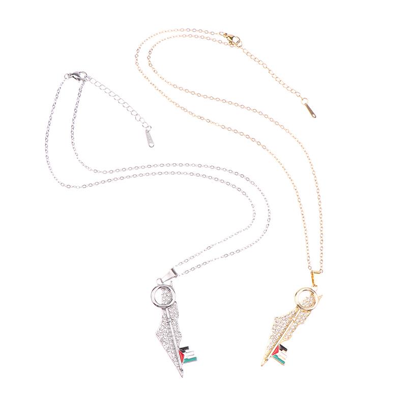 Colier cu pandantiv Moscheea Al Aqsa din oțel inoxidabil, placat cu aur de 18K, bijuterii etnice islamice, cadou pentru femei bărbați