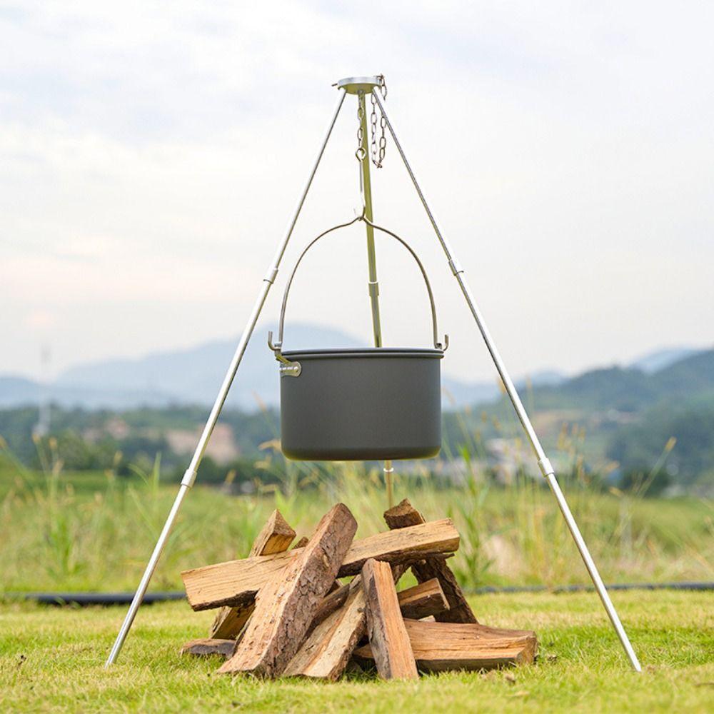 Triangle Support Camping Cooking Tripod 3 Section Camping Kitchenware Tripod  Team and Family