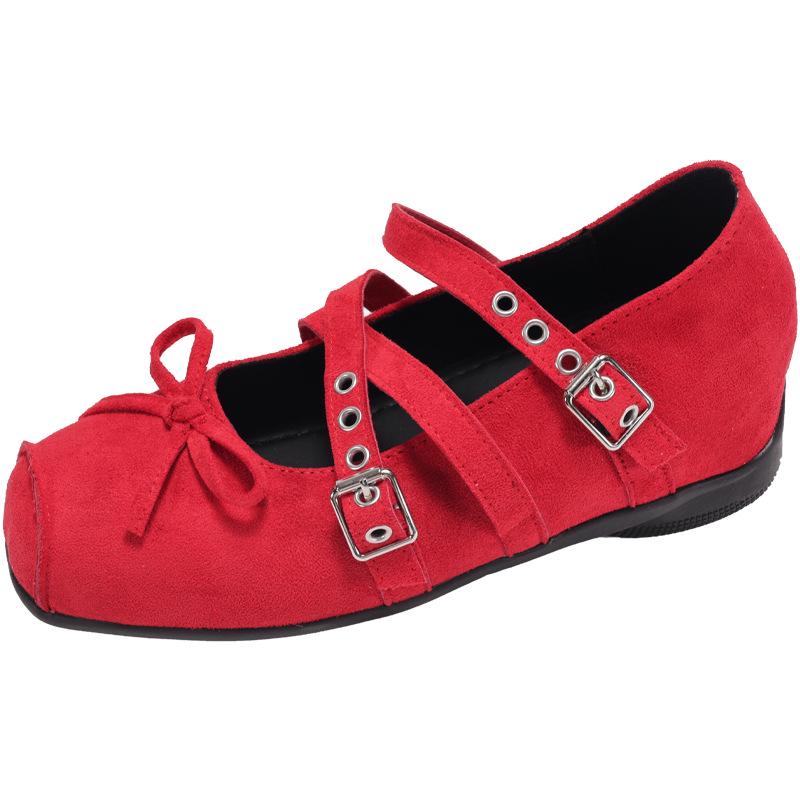 

2025 Retro Square Toe Mary Jane Shoes: Stylish Low-Cut, One-Strap Design for Women 35 червоний