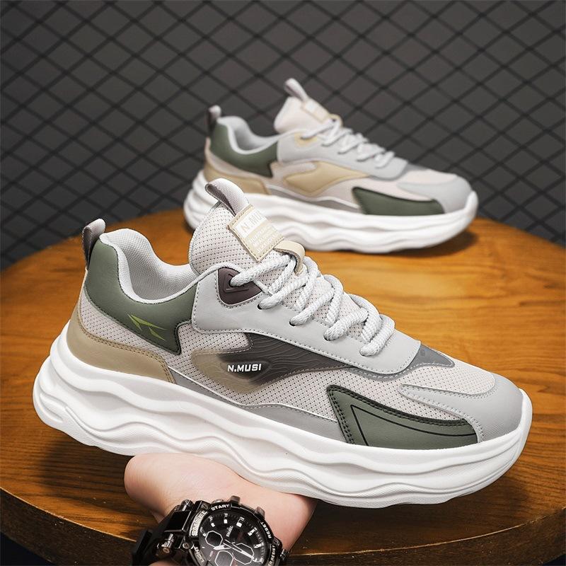 Spring new breathable mesh sports shoes lightweight non-slip thick-soled casual running dad shoes