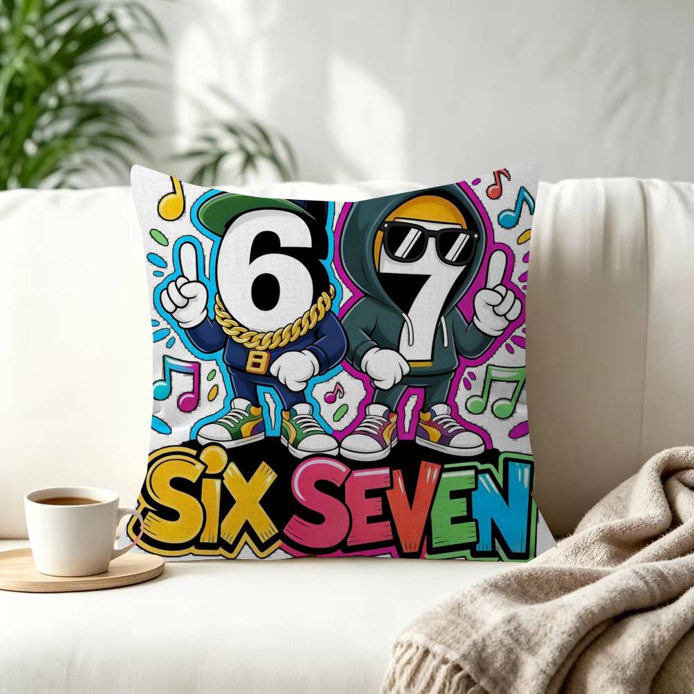 Cartoon Six Seven Cushion Decorative Room Aesthetics Pillow Case Home Decor Bedroom Sofa Bed Pillow Cover x