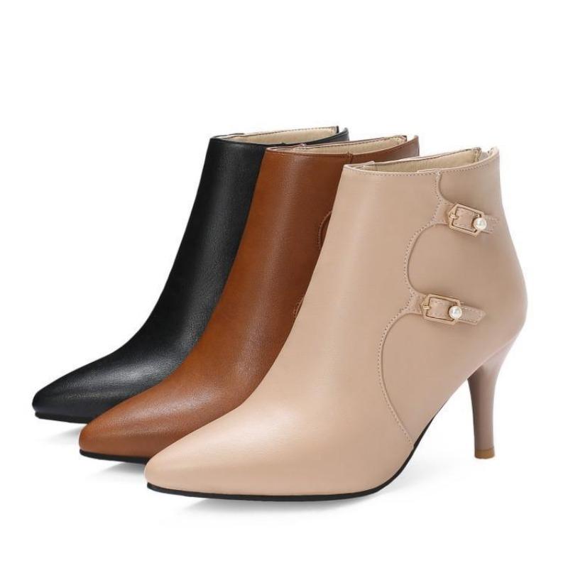 Sexy Women's Boots Ankle Fashionable Pointed and Slim Heeled European and American Style Short Boots 8.5CM Stiletto Women Shoes