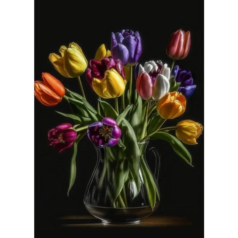 Europa Classico Vintage Fiore Pittura su Tela Decorazione Murale Natura Morta con Fiori in Vaso di Vetro Poster Artistico Nordico Stampa Immagine