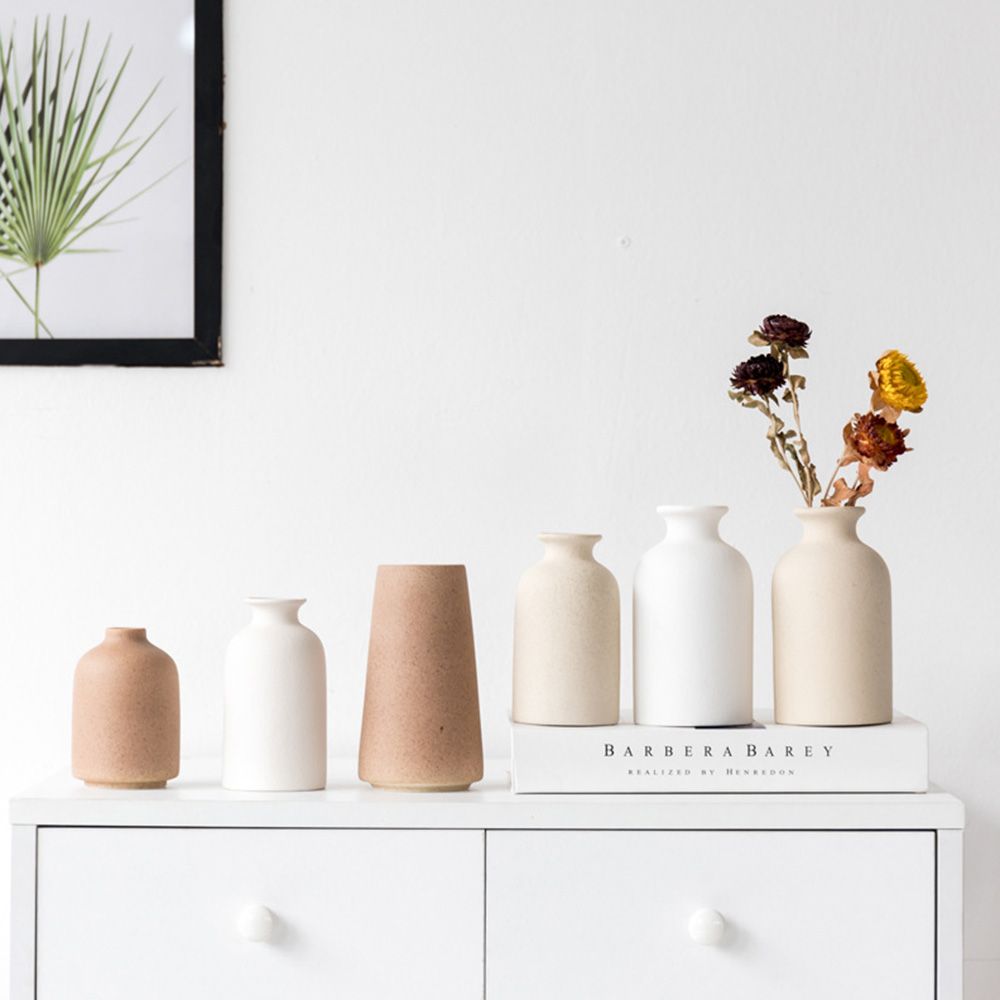 

Офисные украшения Настольный орнамент Растительный цветочный горшок Керамическая ваза Цветочная композиция Матовая ваза