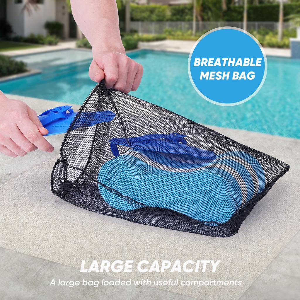 Adjustable Strap Hand Paddles Swim Training Pull Buoy with Mesh Bag Swimming Hand Paddles Lightweight 5-Layer Pull Buoy for Pool