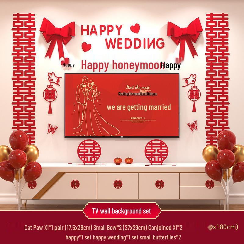 Double Happiness Wedding Room Decoration Set for New Homes - Living Room & TV Wall Decor