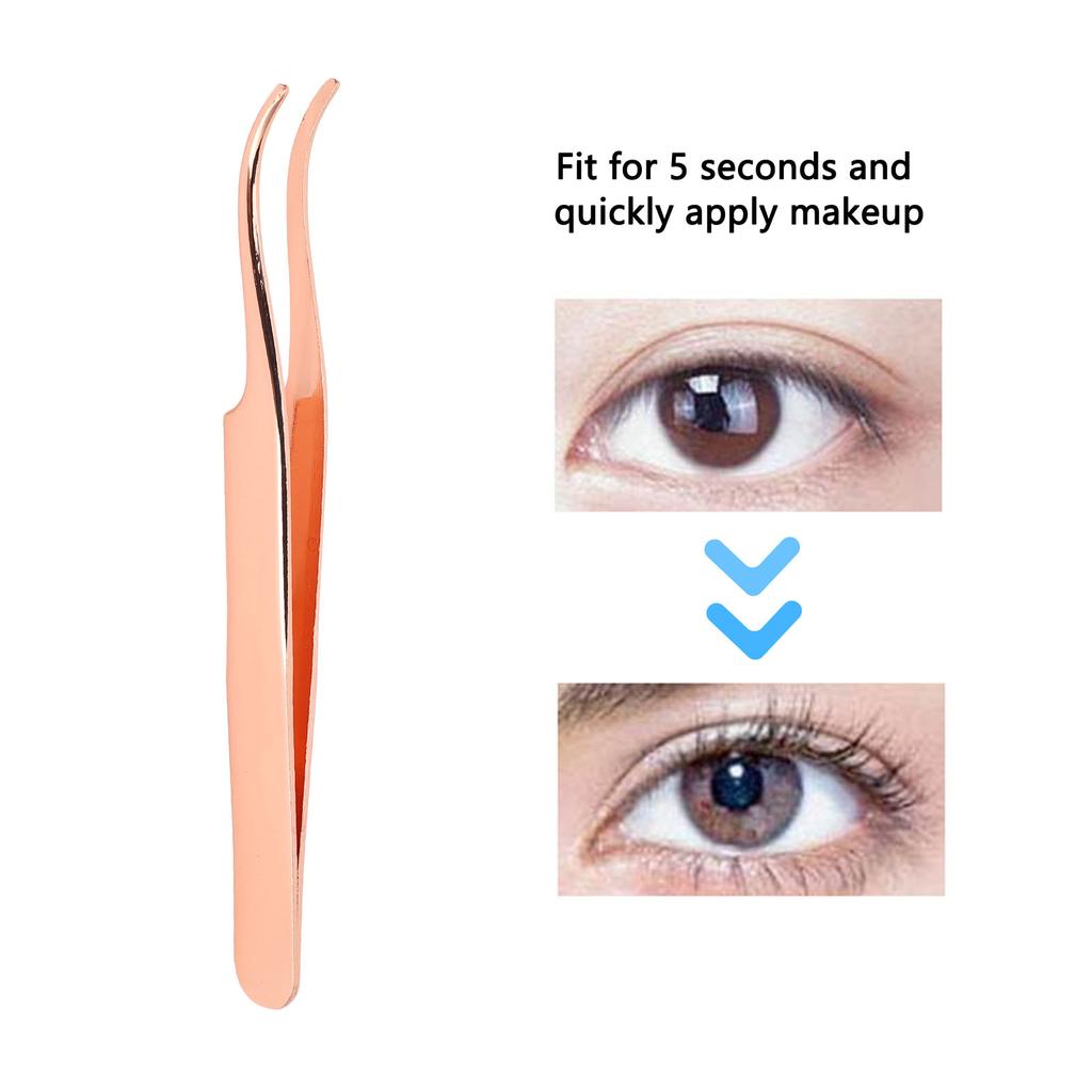 Wimpernapplikator Werkzeug DIY Roségold Gebogene Wimpernpinzette für Einfache Wimpernapplikation und Entfernung