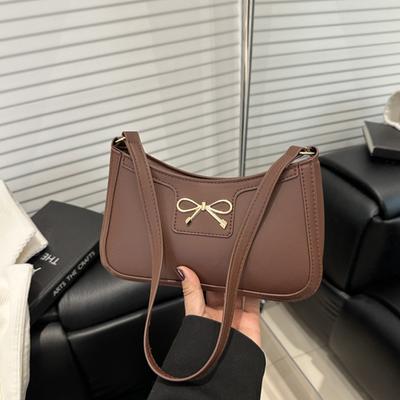 Elegant Bow Design Underarm Bag Women Fashi Pu Leather Hobo Bag Stylish Shoulder Bag Korean Minimalist Commute Crossbody Bag