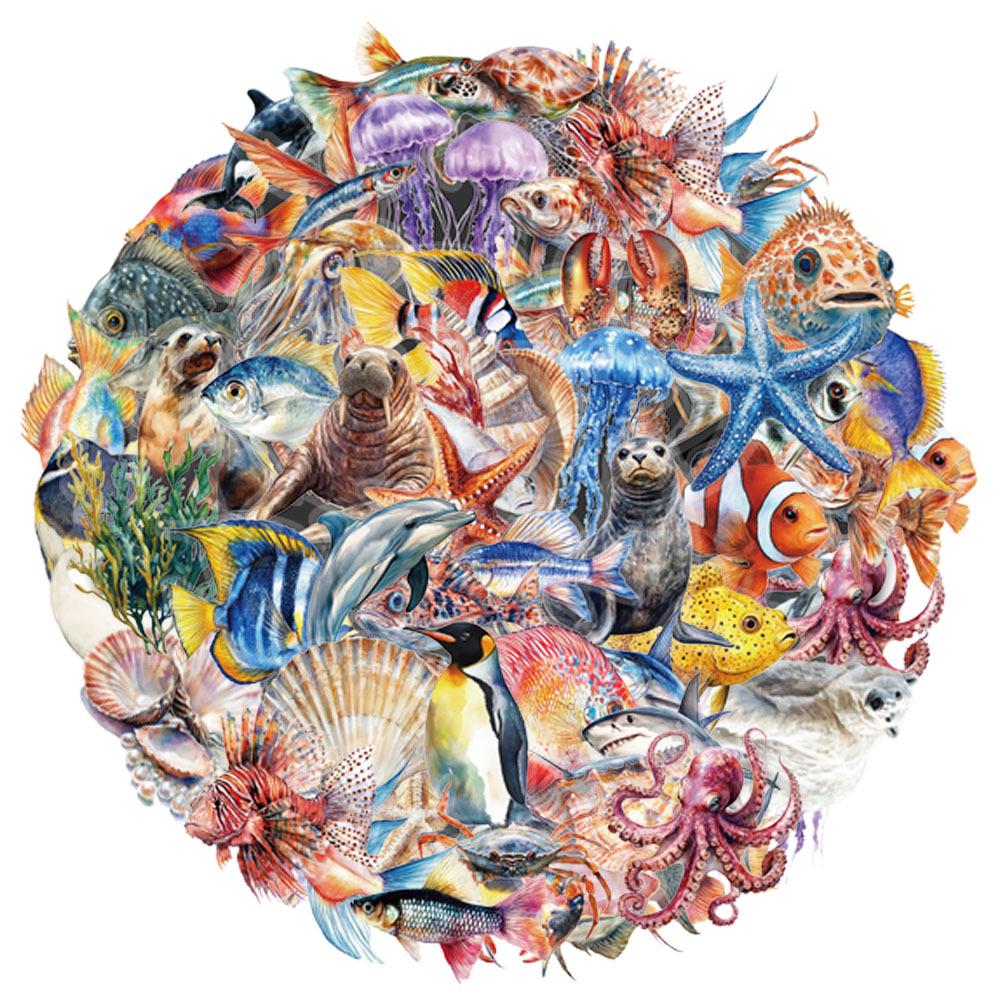 

50 Creative Marine Life Transparent PET Stickers for Water Bottles, Phone Cases, and Laptops (Set of 50 Sheets) no