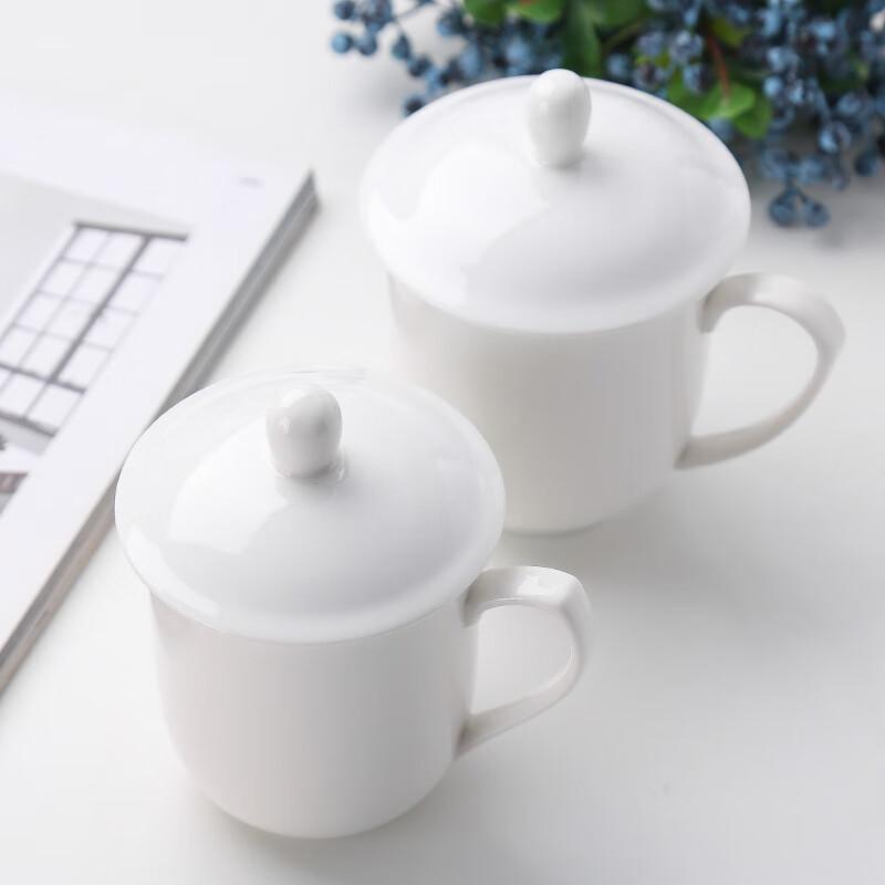 White Ceramic Tea Water Cup with Lid