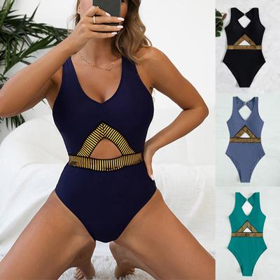 Einteiliger, modischer, sexy Bikini-Badeanzug für den Strand (Mit Brustpolster ohne Stahl-BH)