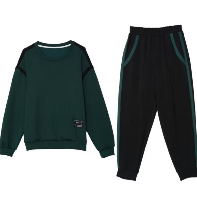 Women's Casual Sports Suit Spring and Autumn Korean Version of The Age-reducing Loose Round Neck Sweater Pants Two-piece Suit