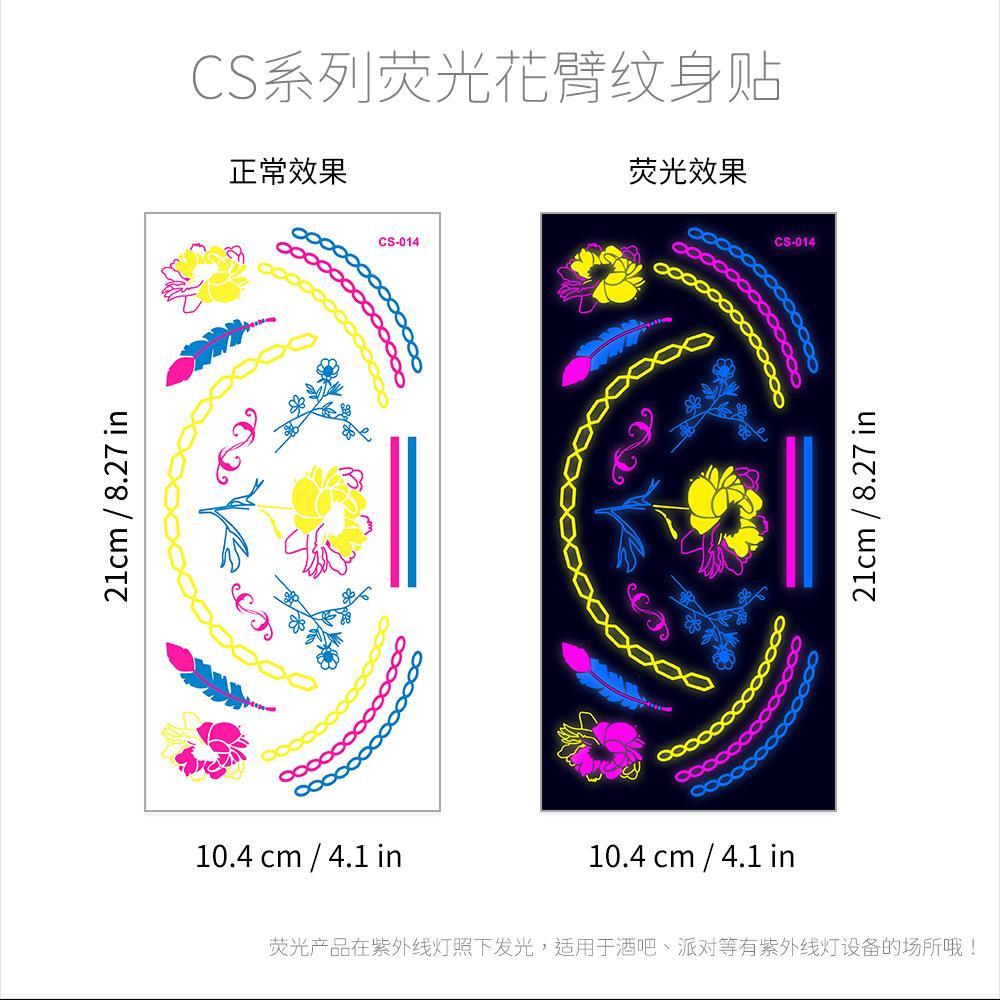 Hot Creative Fluorescent Flower Arm Tattoo Sticker Face Sticker Waterproof Music Festival Arm Tattoo Sticker
