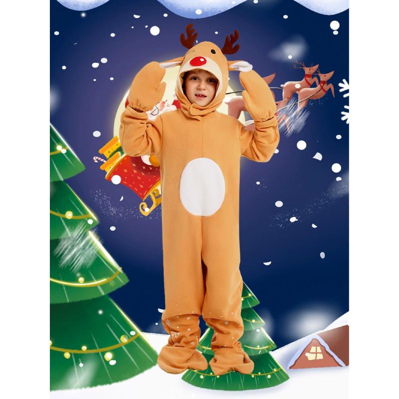 Christmas Reindeer Costume For Kids With Soft Polyester Fabric For Holiday Stage Performance And Party