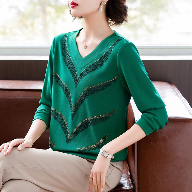 Strass Langarm T-Shirt für Frauen mittleren Alters