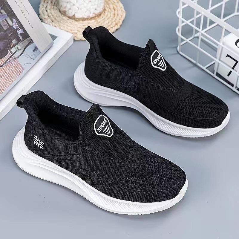 Women's Solid Color Casual Sneakers, Slip on Lightweight Soft Sole Walking Shoes, Air-cushion Daily Wear