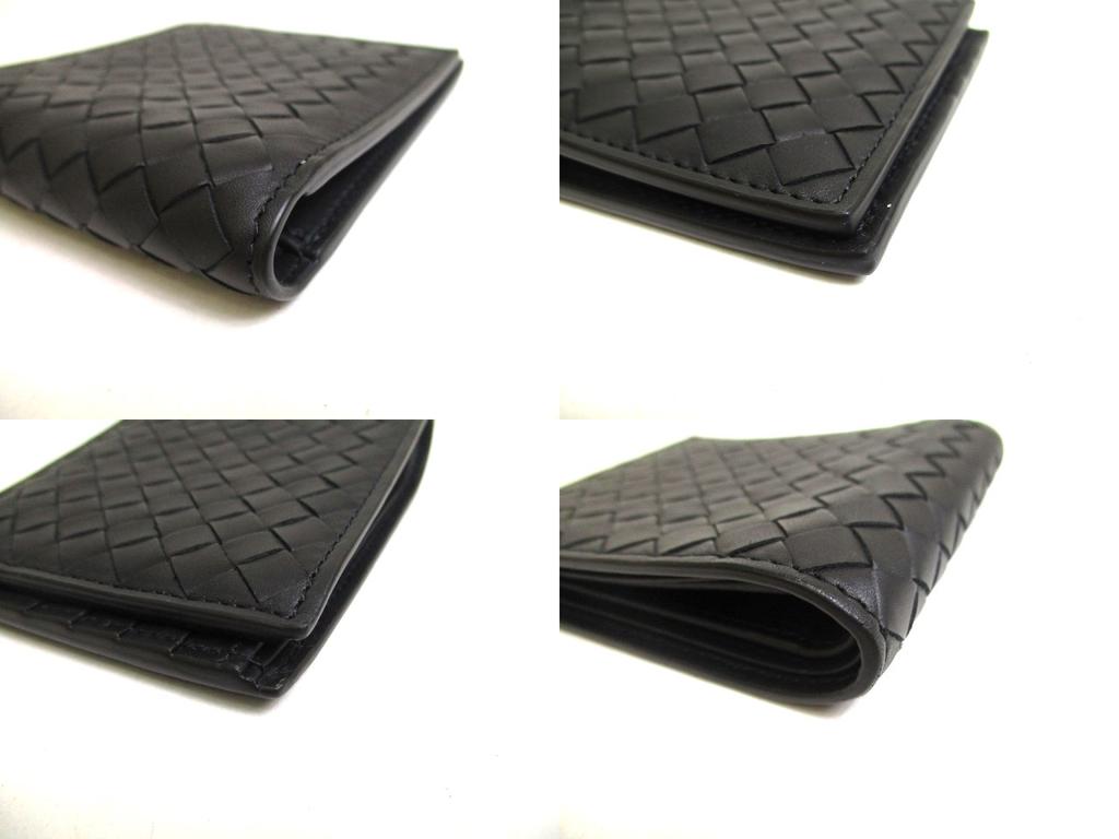 Authentic BOTTEGA VENETA Intrecciato Black Leather Small Bi-Fold Bill Wallet #a536  Refurbished