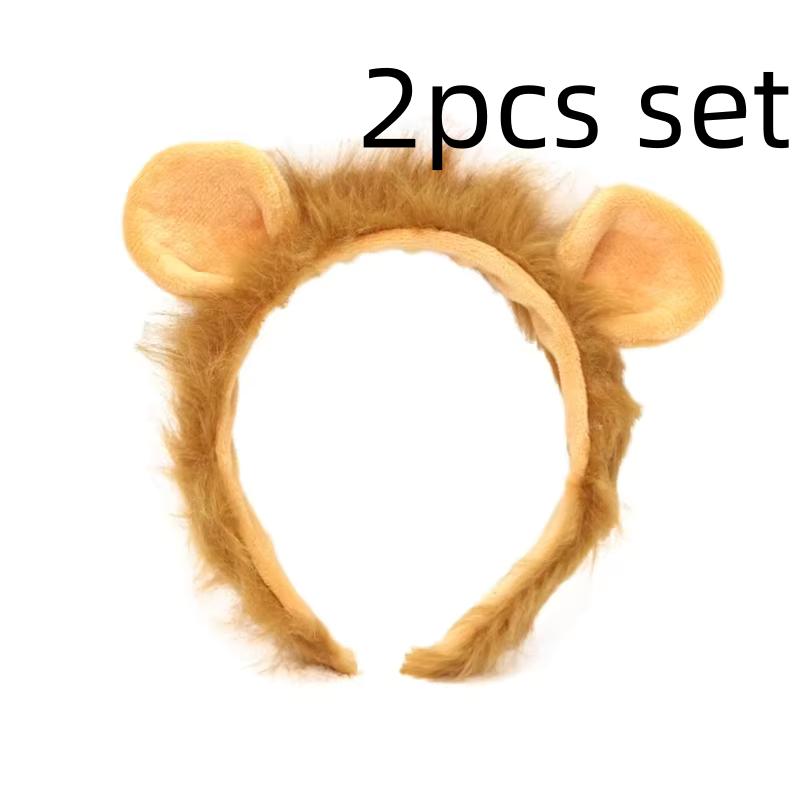 Woman Plush Lion Ear Headband Carnivals Cosplay Animes Character Hair Decor Makeup Live Broadcast Cosplay Party Headpieces