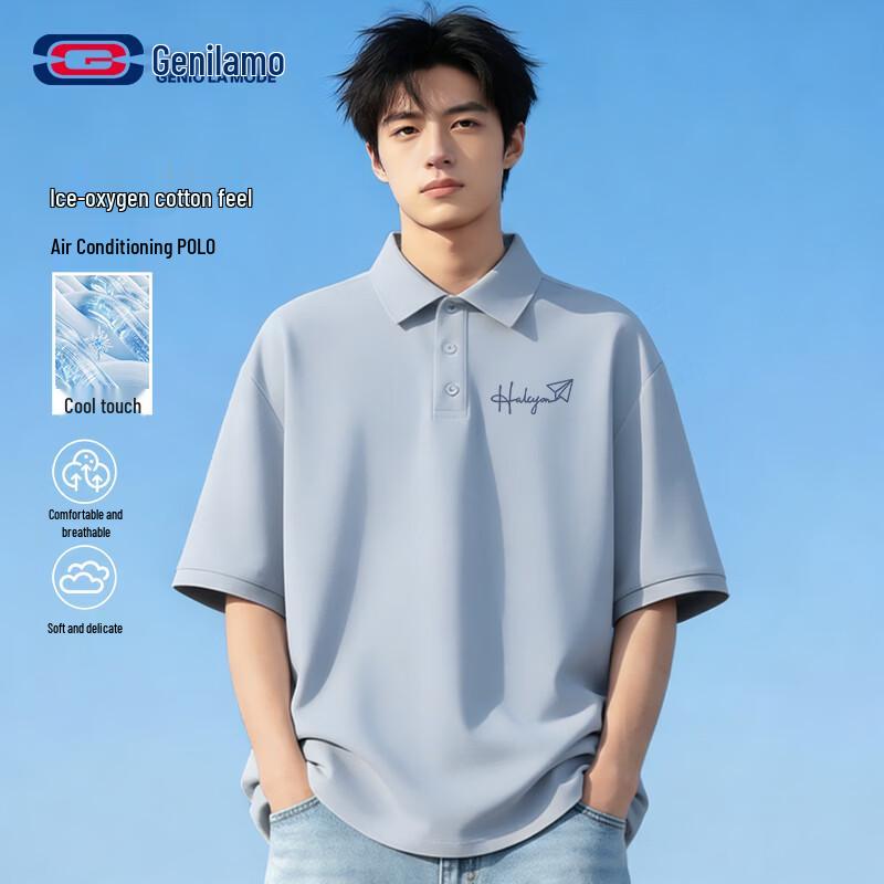 

GENIOLAMODE Men s Geometric Print Short Sleeve Polo Shirt M