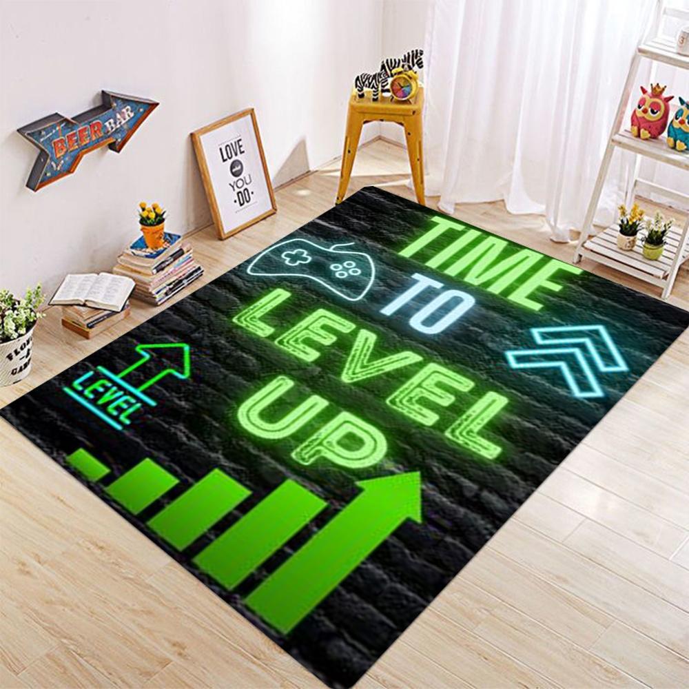 Neon Colorful Gaming Themed Area Rug with Game Controller Design Stylish Fun and Practical Decorative Carpet for Gamer Room
