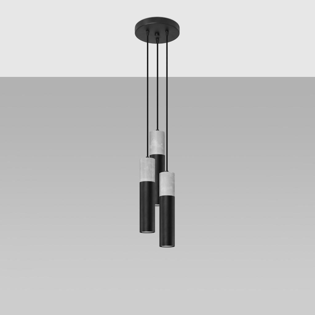 Lampa Wisząca Borigio 3 Gu10 Czarny Beton Sollux Sl.1081