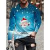 Men's T-Shirt Santa Claus 3D Print Christmas Men's Long Sleeve T-Shirts Casual Pullover Top Holiday Comfortable Men's Clothing