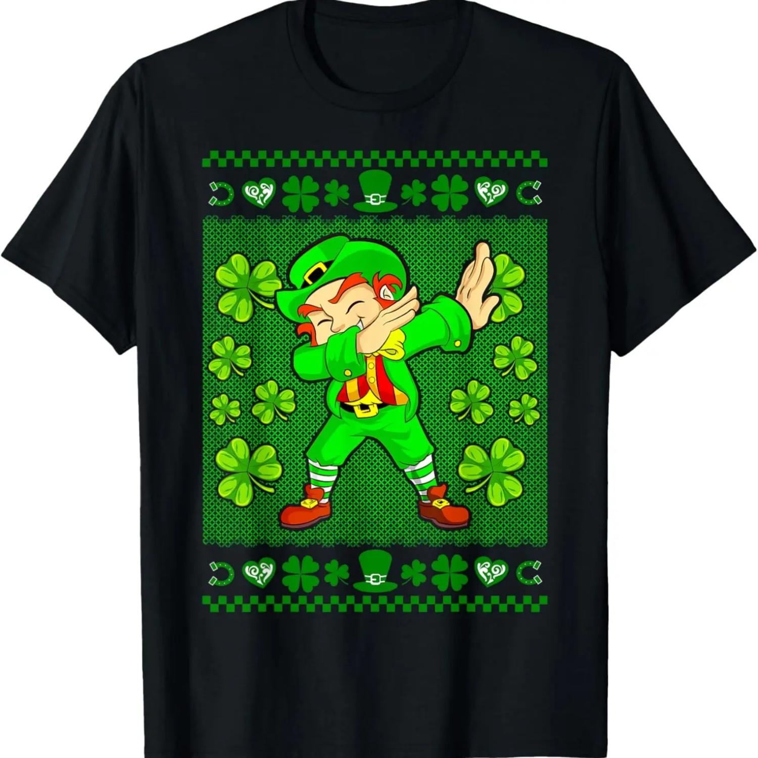 St Patricks Day Leprechaun Irish Dabbing Ugly Sweater T-Shirt S