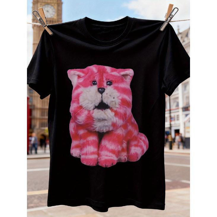 Men S Bagpuss Vintage 1960S Retro TV Show T-Shirt - Pink & White Cat Graphic, Relaxed Fit Casual Tee with Iconic British TV Character, All-Season S чёрный