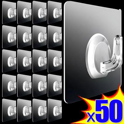 Wholesale Transparent Self Adhesive Hook Door Wall Mounted Hanger Hook Suction Heavy Load Rack Kitchen Bathroom Organizer Holder