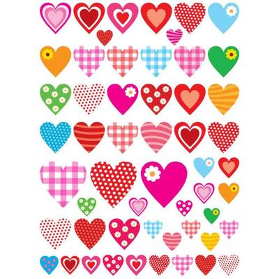 Children's Stickers - Assortment of Hearts - 2 Sheets - 108 Pieces