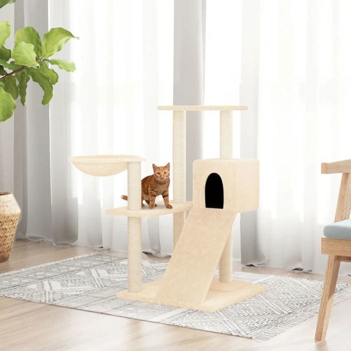 171666 vidaXL Arbre à chat avec griffoirs en sisal Crème 82 cm