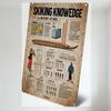 Skiing Knowledge A History of Skis Vintage Metal Sign Educational Retro Ski History Tin Poster for Home Office Wall Decor