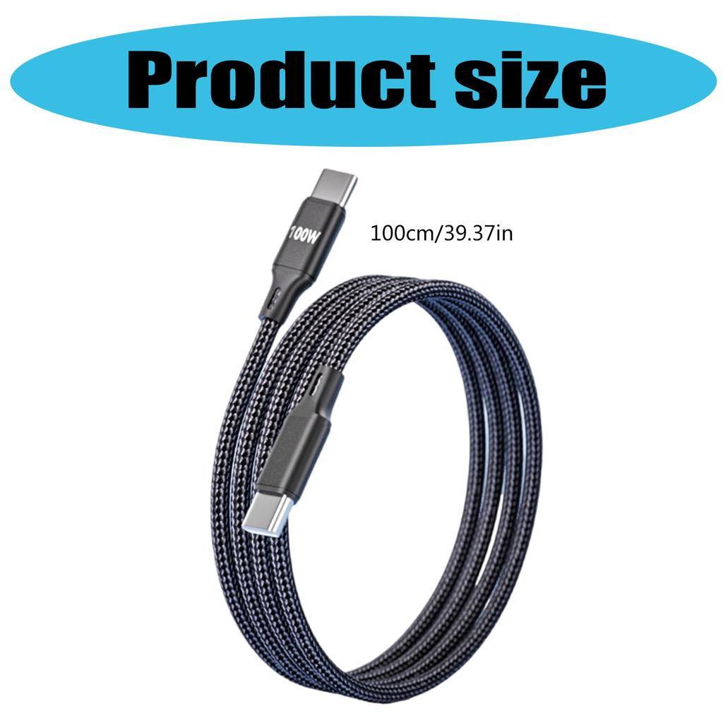 PD100W Charging USB C Cable Type C To Type C 1M Fast Charging Wire Nylon Braided For Mobile Devices