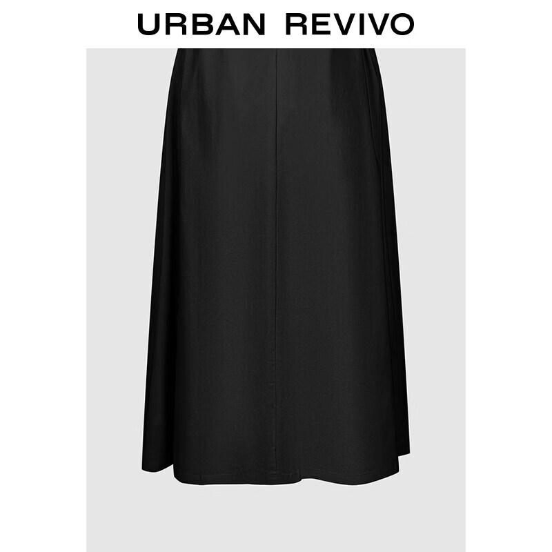 UR 2026 Spring Women's U-Neck Pleated Waist A-Line Dress