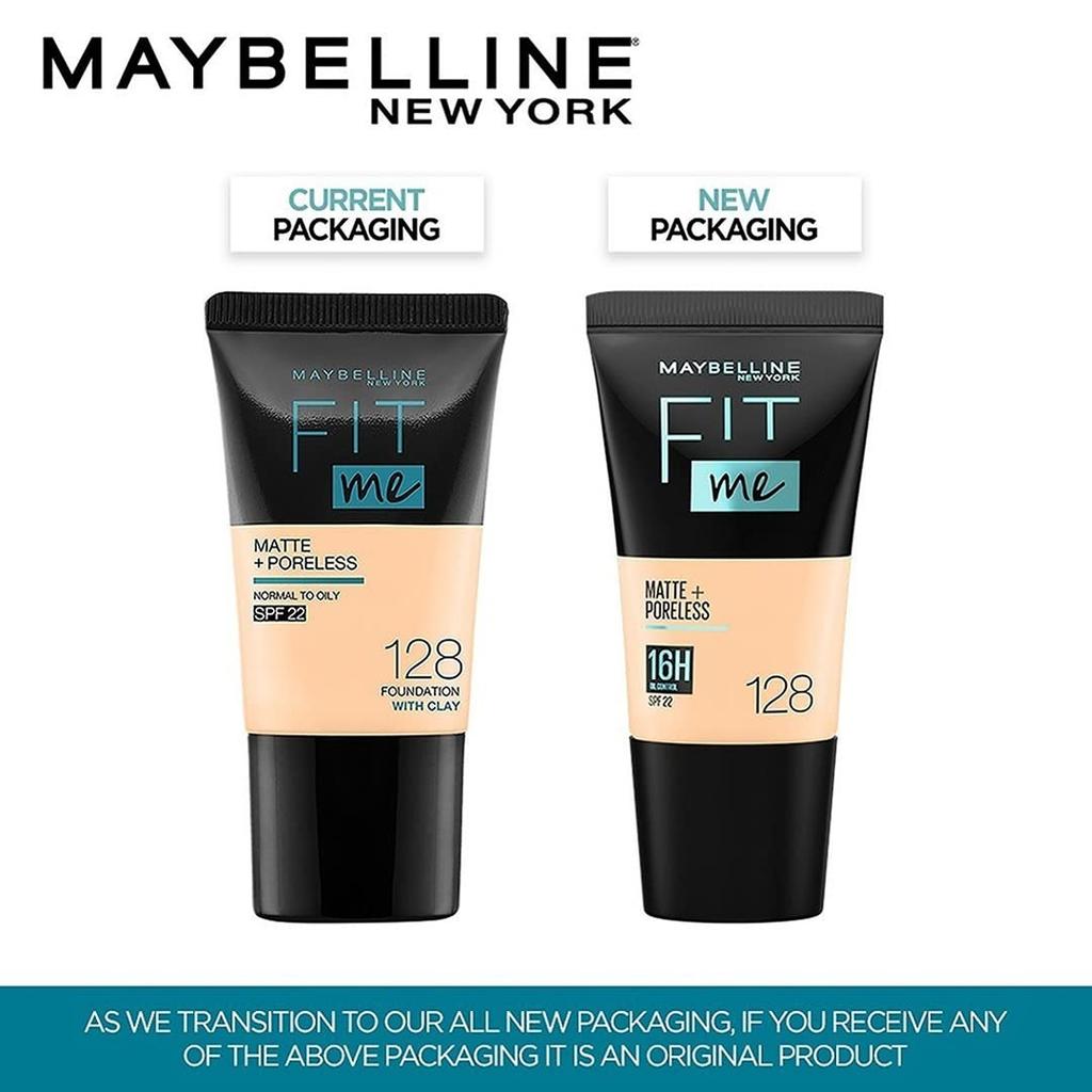 Maybelline New York Fit Me Matte Poreless Liquid Foundation 128 Warm Nude 18 ml Full Coverage Normal Oily Skin Warm Nude