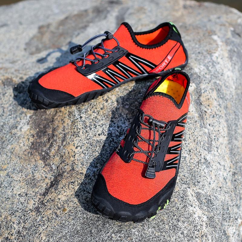 Neues Paar Wasserschuhe Aquaschuhe Finger Schwimmschuhe Strandsportschuhe Herren Fitnessschuhe Große Größe 47 Rot