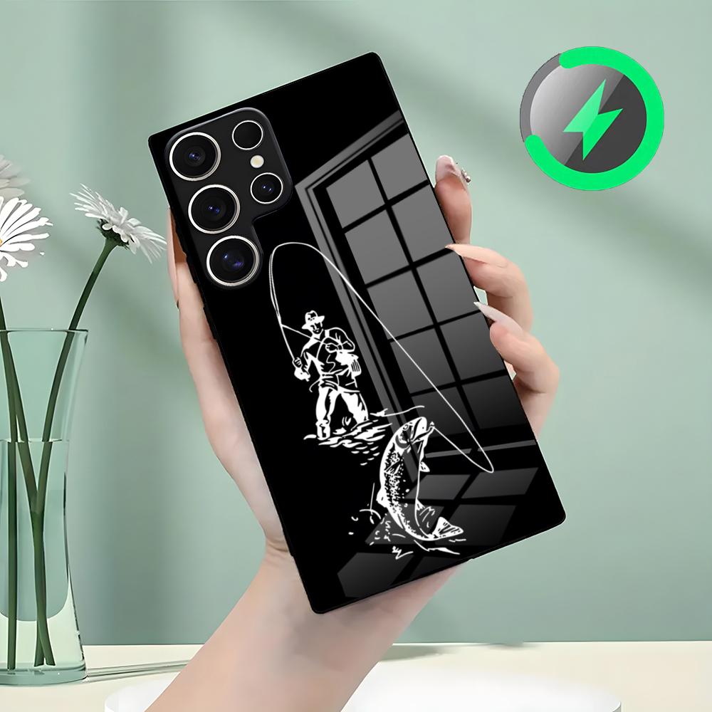 

Angling Go Fishing Phone Case For Samsung S26 S25 S24 S23 S22 S21 S20 Edge Ultra Plus FE For Magsafe Glass Case Galaxy S22 Plus