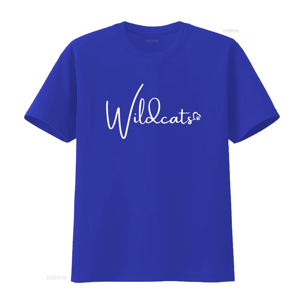 Mens Wildcats School Sports Fan Team Spirit Mascot Back To T Shirt vintage Washed Slightly Comfortable homme Unisex Breathable