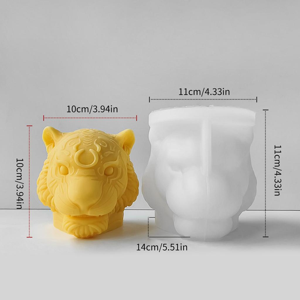 3D Tigers Head Candle Molds Halloween Silicone Molds Scented Candle Resin Castings Molds for Home Decorations DIYs Craft