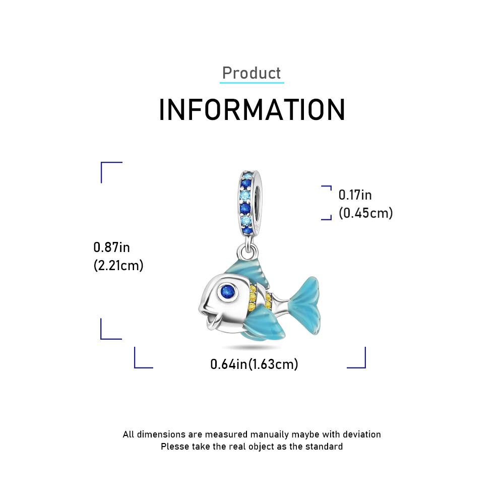 Charms Plata Blue Fish Ocean Charm Copper Plated For Charms Copper Plated Original Bracelet For Jewelry Making