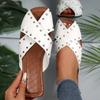 Summer 2025 New European and American Roman-style Sexy Riveted Flat Heel Fashionable Women's Slippers in Large Sizes 36-42