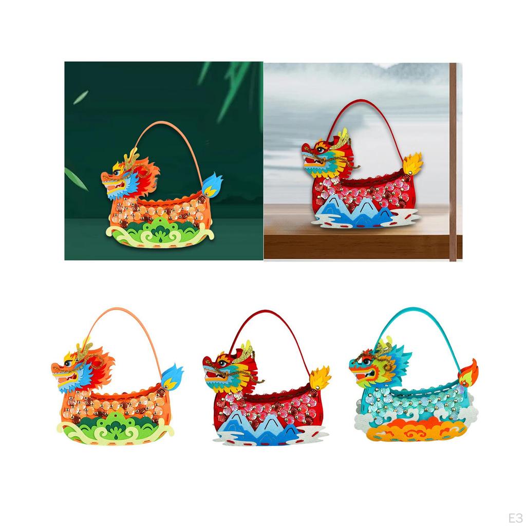 DIY Craft Kits Dragon Boat Festival Decor Educational Creative Non Woven Sewing Set Bag