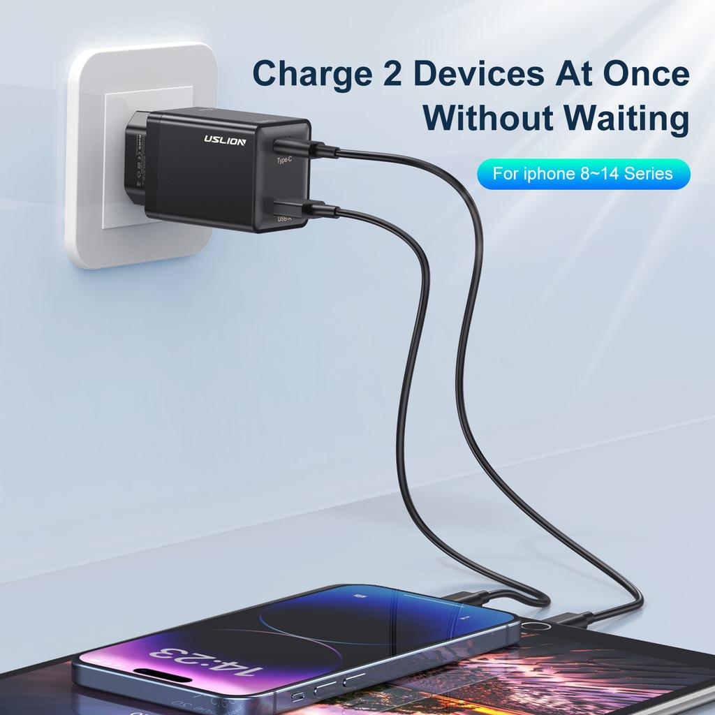 33W GaN USB C Charger PD Fast Charging For iPhone 15 14 13 12 Max Pro iPad EU Plug USB Type C Fast Charger For Xiaomi Samsung