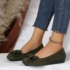 2026 New Womens Flat Casual Shoes Soft Suede Bow Round Toe Loafers Slip On Comfortable Walking Shoes Big Size Available