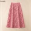 ZANZEA Women Summer Plaid Print Loose Casual Long Skirts